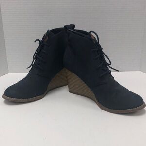 Nautical wedge lace up bootie